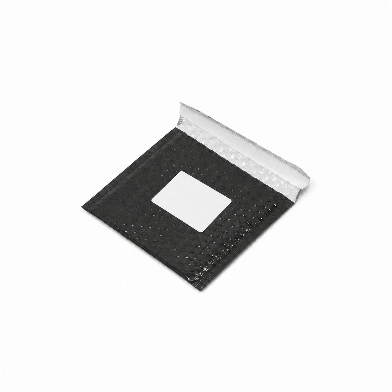 Kite black metallic CD bubble envelope with white Cashmere Thoughts rectangle sticker