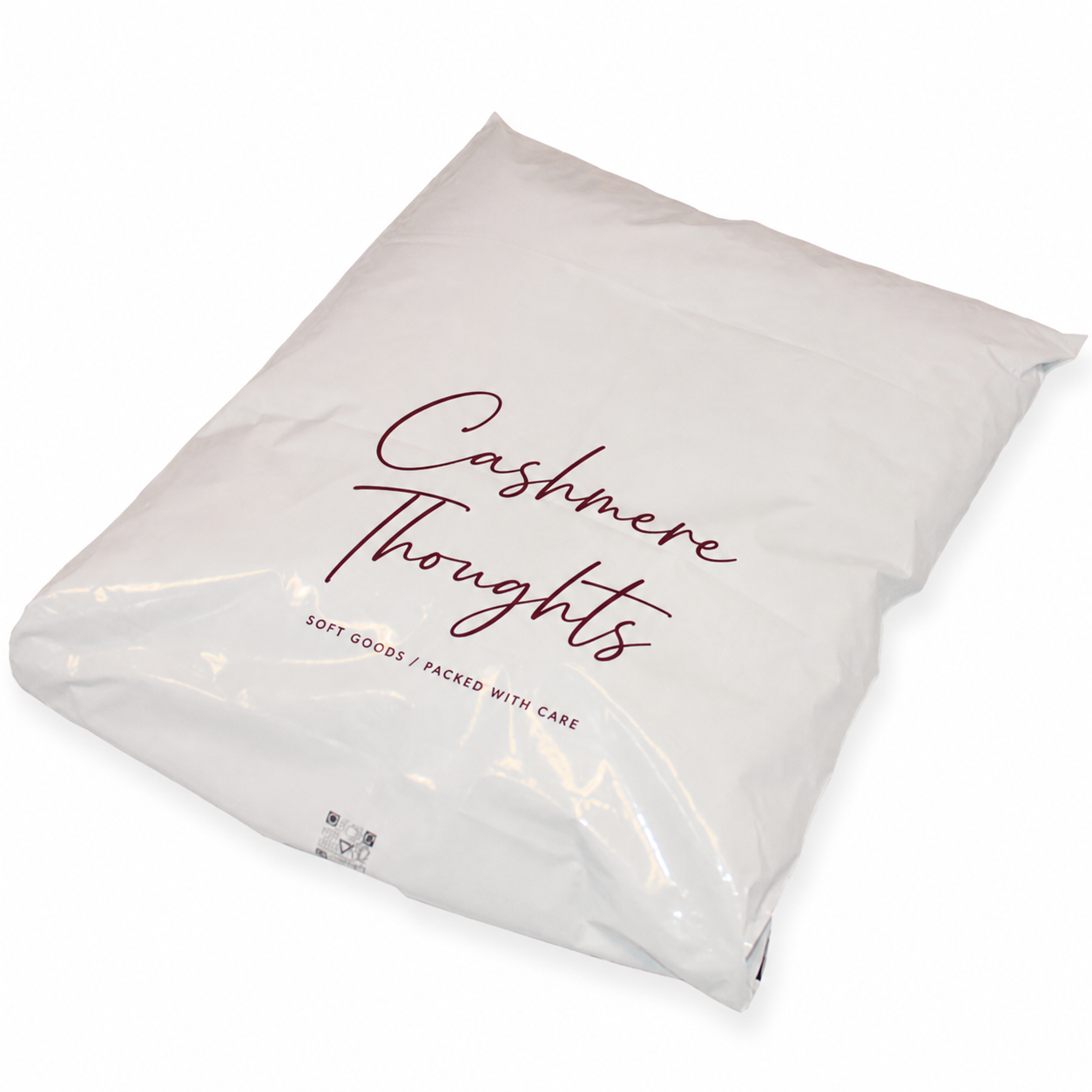 Davpack 300 by 420 millimetre custom mailing bag with one-colour Cashmere Thoughts direct print