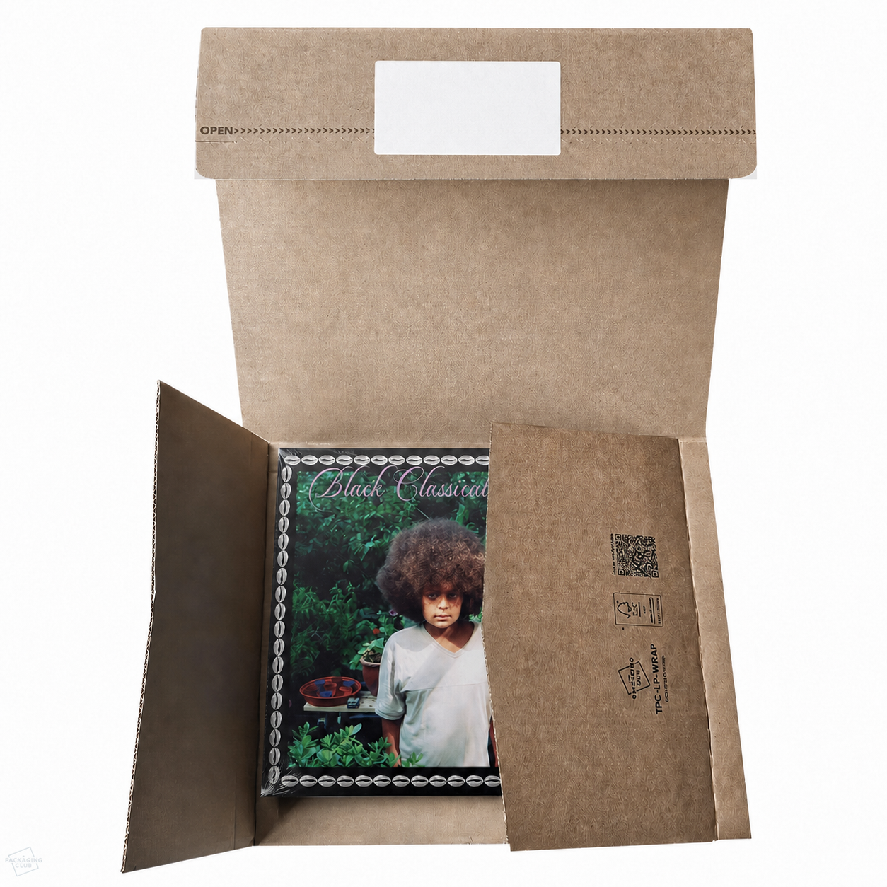 TPC LP Wrap containing Yussef Dayes Black Classical Music with a 125 by 75 millimetre Cashmere Thoughts sticker